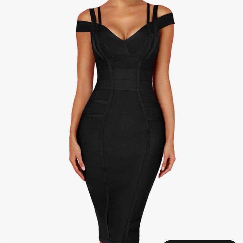 Amazon Black Strappy Midi Dress